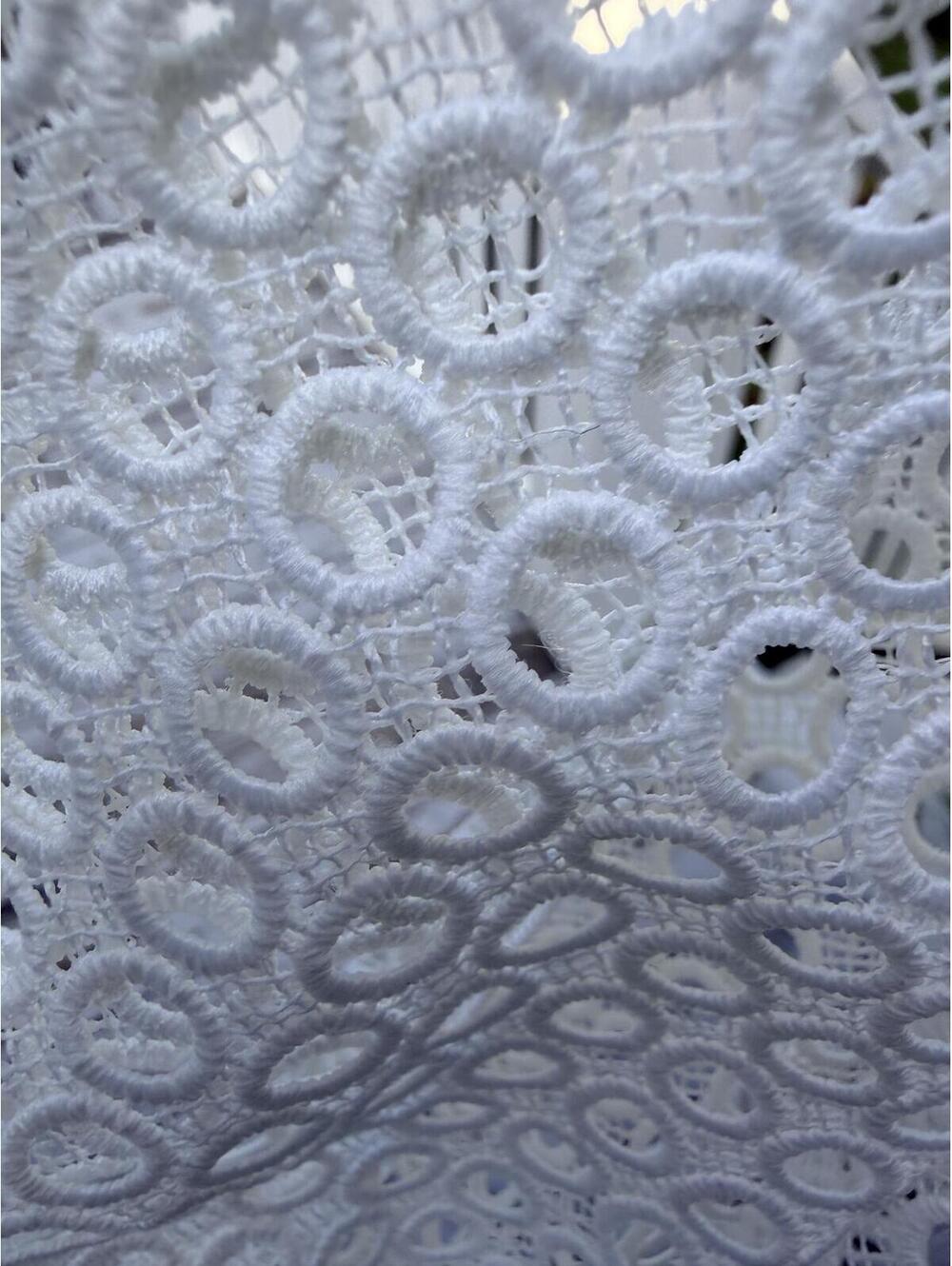 WHBM White Lace Eyelet Crochet Shift Dress 3/4 Sleeve Size 4 - Picture 7 of 8
